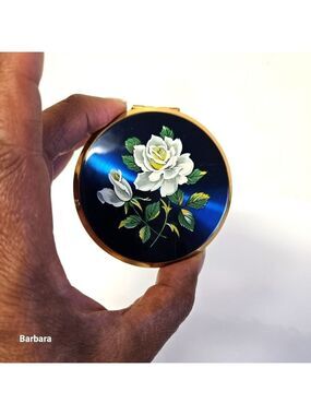 Vintage Antique 60s Stratton England Floral Makeup Powder Compact